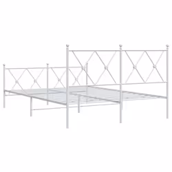vidaXL Metal Bed Frame with Headboard and Footboard Bed Base Black 80x200 cm - white, 140x190 cm/with headboard & footboard - Additional view 5