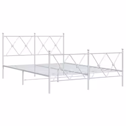 vidaXL Metal Bed Frame with Headboard and Footboard Bed Base Black 80x200 cm - white, 140x200 cm/with headboard & footboard