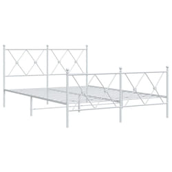 vidaXL Metal Bed Frame with Headboard and Footboard Bed Base Black 80x200 cm - white, 140x200 cm/with headboard & footboard