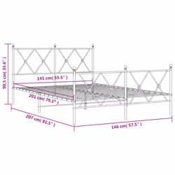vidaXL Metal Bed Frame with Headboard and Footboard Bed Base Black 80x200 cm - white, 140x200 cm/with headboard & footboard
