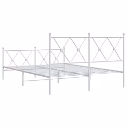 vidaXL Metal Bed Frame with Headboard and Footboard Bed Base Black 80x200 cm - white, 140x200 cm/with headboard & footboard - Additional view 5