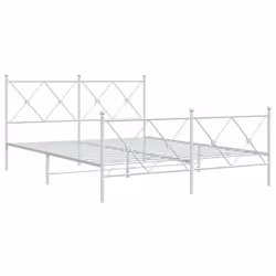 vidaXL Metal Bed Frame with Headboard and Footboard Bed Base Black 80x200 cm - white, 150x200 cm/with headboard & footboard