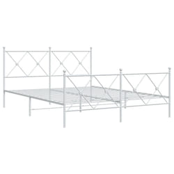 vidaXL Metal Bed Frame with Headboard and Footboard Bed Base Black 80x200 cm - white, 150x200 cm/with headboard & footboard