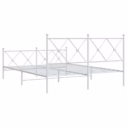 vidaXL Metal Bed Frame with Headboard and Footboard Bed Base Black 80x200 cm - white, 150x200 cm/with headboard & footboard - Additional view 5