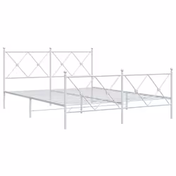 vidaXL Metal Bed Frame with Headboard and Footboard Bed Base Black 80x200 cm - white, 160x200 cm/with headboard & footboard