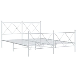 vidaXL Metal Bed Frame with Headboard and Footboard Bed Base Black 80x200 cm - white, 160x200 cm/with headboard & footboard
