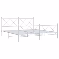 vidaXL Metal Bed Frame with Headboard and Footboard Bed Base Black 80x200 cm - white, 180x200 cm/with headboard & footboard