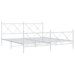 vidaXL Metal Bed Frame with Headboard and Footboard Bed Base Black 80x200 cm - white, 180x200 cm/with headboard & footboard