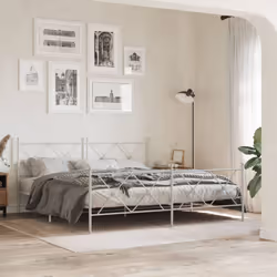 vidaXL Metal Bed Frame with Headboard and Footboard Bed Base Black 80x200 cm - white, 183x213cm/with headboard & footboard - Additional view 2