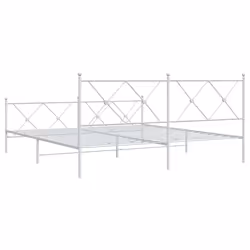 vidaXL Metal Bed Frame with Headboard and Footboard Bed Base Black 80x200 cm - white, 183x213cm/with headboard & footboard - Additional view 5