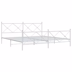 vidaXL Metal Bed Frame with Headboard and Footboard Bed Base Black 80x200 cm - white, 193x203 cm/with headboard & footboard