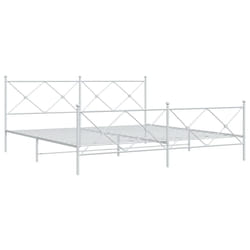 vidaXL Metal Bed Frame with Headboard and Footboard Bed Base Black 80x200 cm - white, 193x203 cm/with headboard & footboard