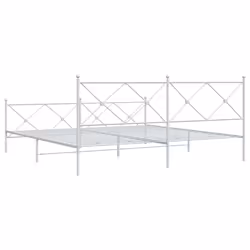 vidaXL Metal Bed Frame with Headboard and Footboard Bed Base Black 80x200 cm - white, 193x203 cm/with headboard & footboard - Additional view 5