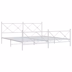 vidaXL Metal Bed Frame with Headboard and Footboard Bed Base Black 80x200 cm - white, 200x200 cm/with headboard & footboard