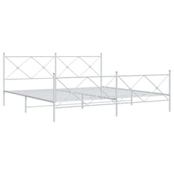 vidaXL Metal Bed Frame with Headboard and Footboard Bed Base Black 80x200 cm - white, 200x200 cm/with headboard & footboard