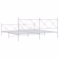 vidaXL Metal Bed Frame with Headboard and Footboard Bed Base Black 80x200 cm - white, 200x200 cm/with headboard & footboard - Additional view 5