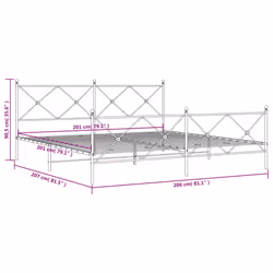 vidaXL Metal Bed Frame with Headboard and Footboard Bed Base Black 80x200 cm - white, 200x200 cm/with headboard & footboard - Additional view 7