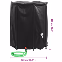 New Collapsible Rain Water Tank Storage with Garden Hose750/500/250LSelectable - black