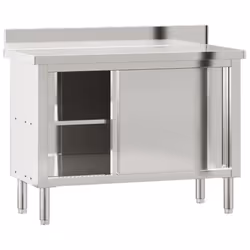 vidaXL Kitchen Work Table with Sliding Doors Food Prep Table Stainless Steel - Additional view 5