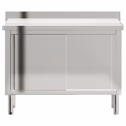 vidaXL Kitchen Work Table with Sliding Doors Food Prep Table Stainless Steel - Additional view 6