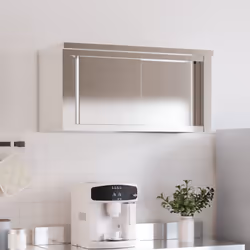 vidaXL Kitchen Wall Cabinet with Sliding Doors Storage Cabinet Stainless Steel