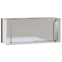 vidaXL Kitchen Wall Cabinet with Sliding Doors Storage Cabinet Stainless Steel