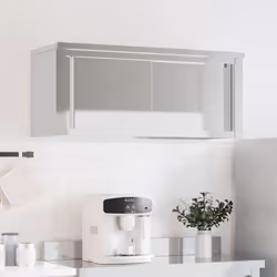 vidaXL Kitchen Wall Cabinet with Sliding Doors Storage Cabinet Stainless Steel