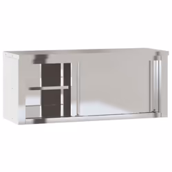 vidaXL Kitchen Wall Cabinet with Sliding Doors Storage Cabinet Stainless Steel - Additional view 4