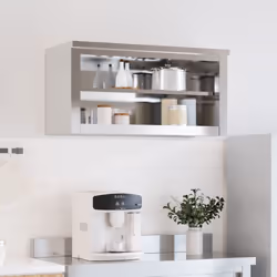 vidaXL Kitchen Wall Cabinet with Shelf Storage Cupboard Shelf Stainless Steel