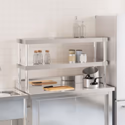vidaXL Work Table Overshelf Food Prep Kitchen Catering Table Stainless Steel - 110 x 30 x 65 cm - Additional view 2