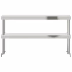 vidaXL Work Table Overshelf Food Prep Kitchen Catering Table Stainless Steel - 110 x 30 x 65 cm - Additional view 4