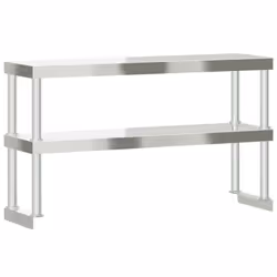 vidaXL Work Table Overshelf Food Prep Kitchen Catering Table Stainless Steel - 110 x 30 x 65 cm - Additional view 6
