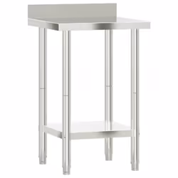 vidaXL Kitchen Work Table with Backsplash Prep Catering Table Stainless Steel - 55 x 55 x 93 cm