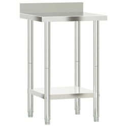 vidaXL Kitchen Work Table with Backsplash Prep Catering Table Stainless Steel - 55 x 55 x 93 cm