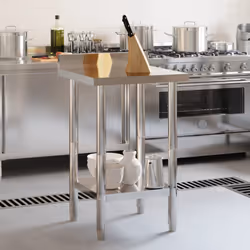 vidaXL Kitchen Work Table with Backsplash Prep Catering Table Stainless Steel - 55 x 55 x 93 cm