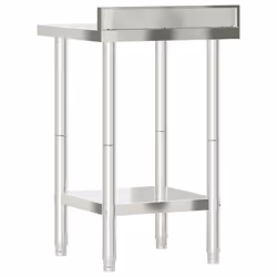 vidaXL Kitchen Work Table with Backsplash Prep Catering Table Stainless Steel - 55 x 55 x 93 cm - Additional view 6