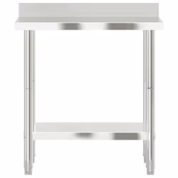 vidaXL Kitchen Work Table with Backsplash Prep Catering Table Stainless Steel - 82.5 x 55 x 93 cm - Additional view 4
