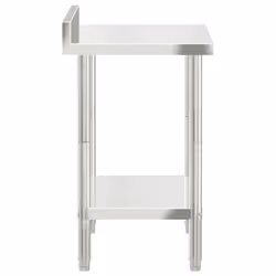 vidaXL Kitchen Work Table with Backsplash Prep Catering Table Stainless Steel - 82.5 x 55 x 93 cm - Additional view 5