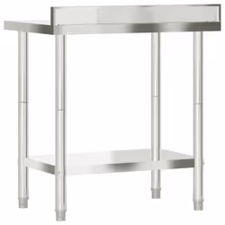 vidaXL Kitchen Work Table with Backsplash Prep Catering Table Stainless Steel - 82.5 x 55 x 93 cm - Additional view 6