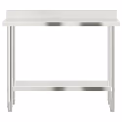 vidaXL Kitchen Work Table with Backsplash Prep Catering Table Stainless Steel - 110 x 55 x 93 cm - Additional view 4