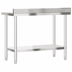 vidaXL Kitchen Work Table with Backsplash Prep Catering Table Stainless Steel - 110 x 55 x 93 cm - Additional view 6