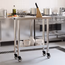 vidaXL Kitchen Work Table with Wheels Prep Catering Table Stainless Steel - 82.5 x 30 x 85 cm - Additional view 2
