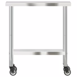 vidaXL Kitchen Work Table with Wheels Prep Catering Table Stainless Steel - 82.5 x 30 x 85 cm - Additional view 4