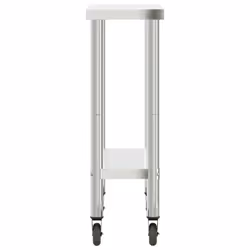 vidaXL Kitchen Work Table with Wheels Prep Catering Table Stainless Steel - 82.5 x 30 x 85 cm - Additional view 5