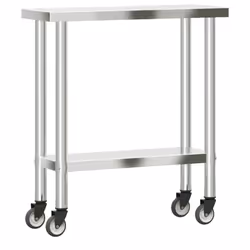 vidaXL Kitchen Work Table with Wheels Prep Catering Table Stainless Steel - 82.5 x 30 x 85 cm - Additional view 6