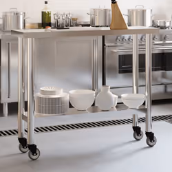 vidaXL Kitchen Work Table with Wheels Prep Catering Table Stainless Steel - 110 x 30 x 85 cm - Additional view 2