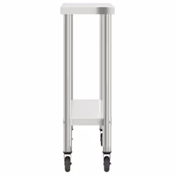 vidaXL Kitchen Work Table with Wheels Prep Catering Table Stainless Steel - 110 x 30 x 85 cm - Additional view 5