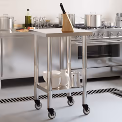 vidaXL Kitchen Work Table with Wheels Prep Catering Table Stainless Steel - 55 x 55 x 85 cm - Additional view 2