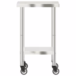 vidaXL Kitchen Work Table with Wheels Prep Catering Table Stainless Steel - 55 x 55 x 85 cm - Additional view 4