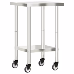 vidaXL Kitchen Work Table with Wheels Prep Catering Table Stainless Steel - 55 x 55 x 85 cm - Additional view 6